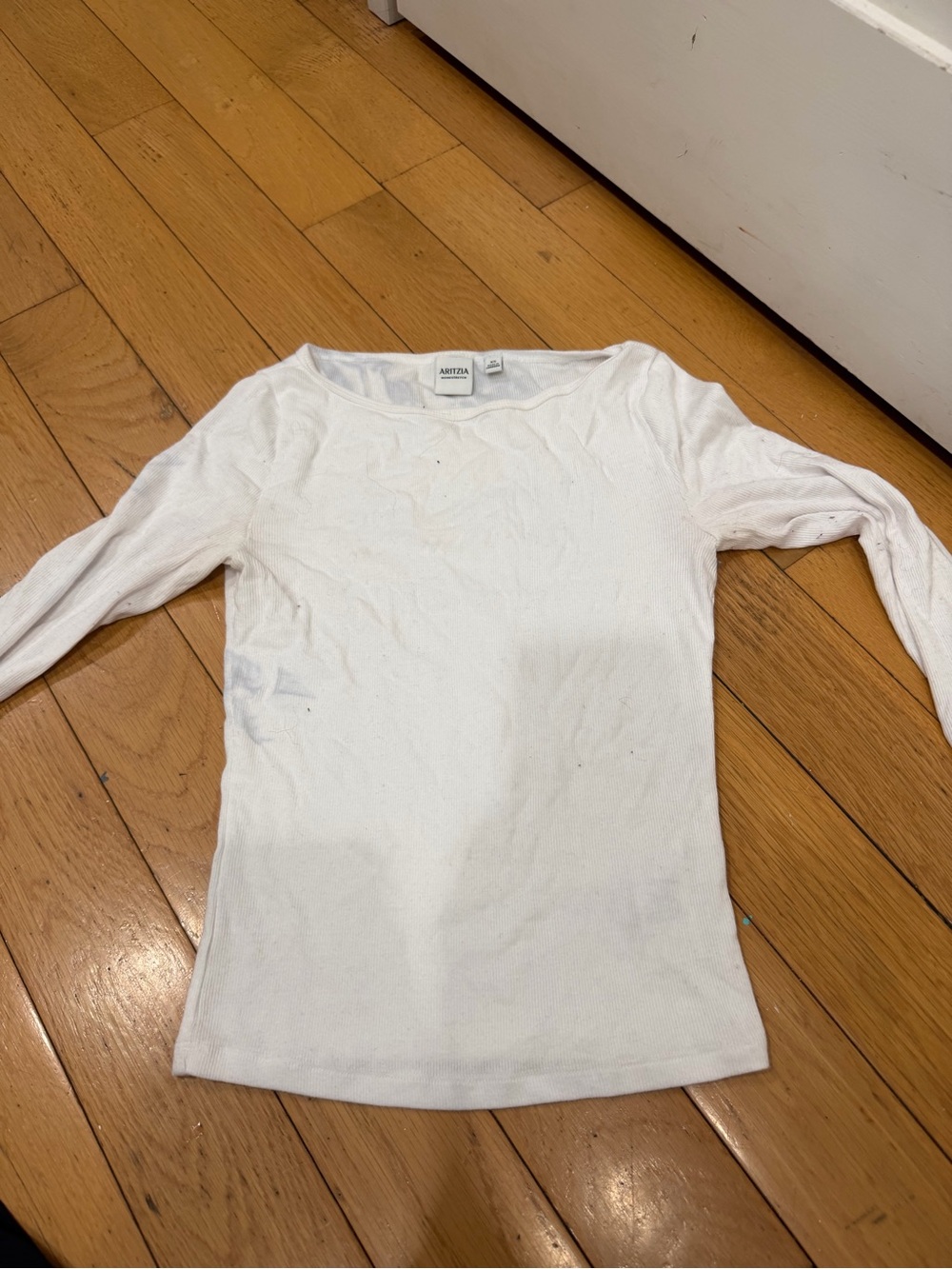Aritzia boatneck White Long-Sleeve Top